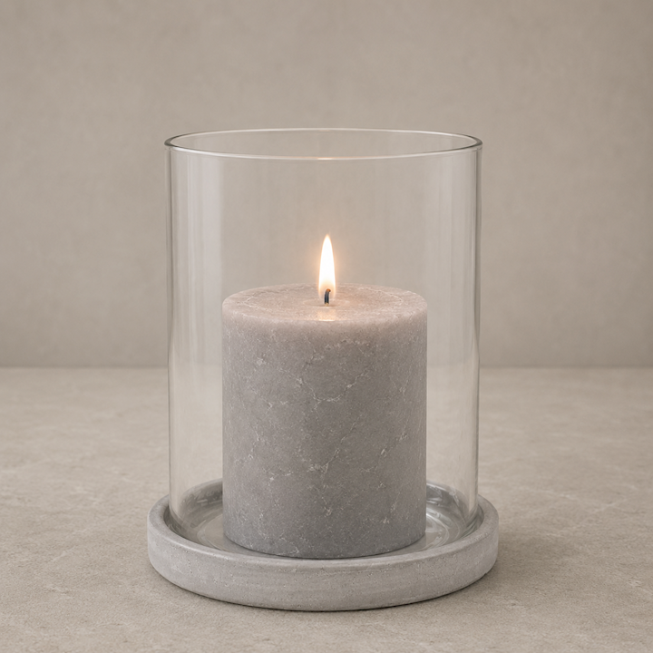 LARGE STONE CANDLE LAMP 18x18x21cm
